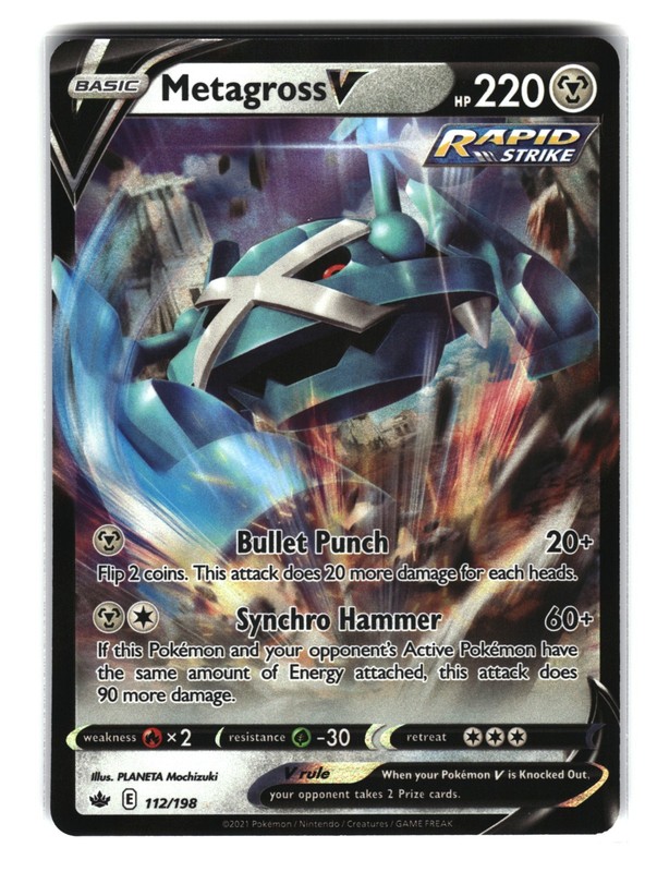 Metagross V Holo Rare 112/198 Rapid Strike Chilling Reign English Pokemon Card