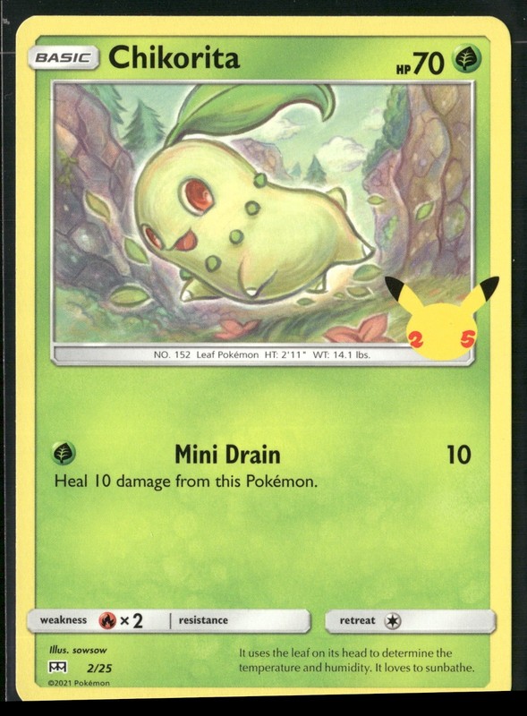 Chikorita – 2/25 Promo McDonald’s 25th Anniversary Promos 002/025 NM