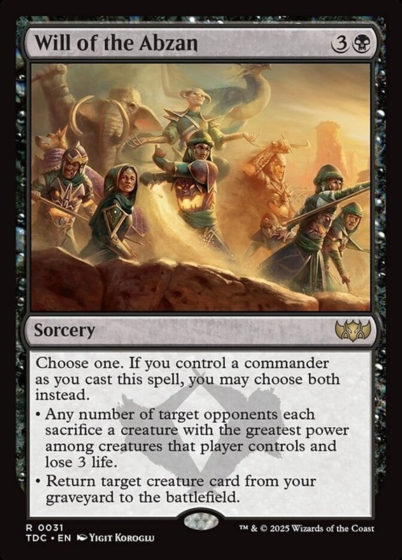 Will of the Abzan NM – Tarkir: Dragonstorm Commander – MTG