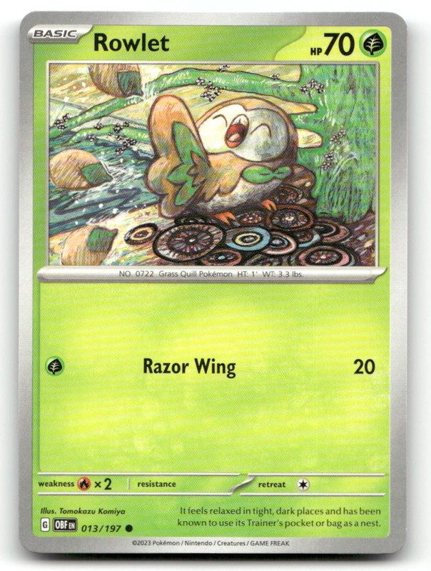 Rowlet 013/197 C Obsidian Flames Pokemon NM