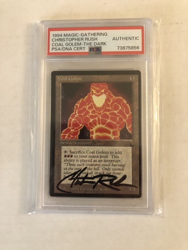 PSA Graded Christopher Rush Auto MTG Coal Golem The Dark