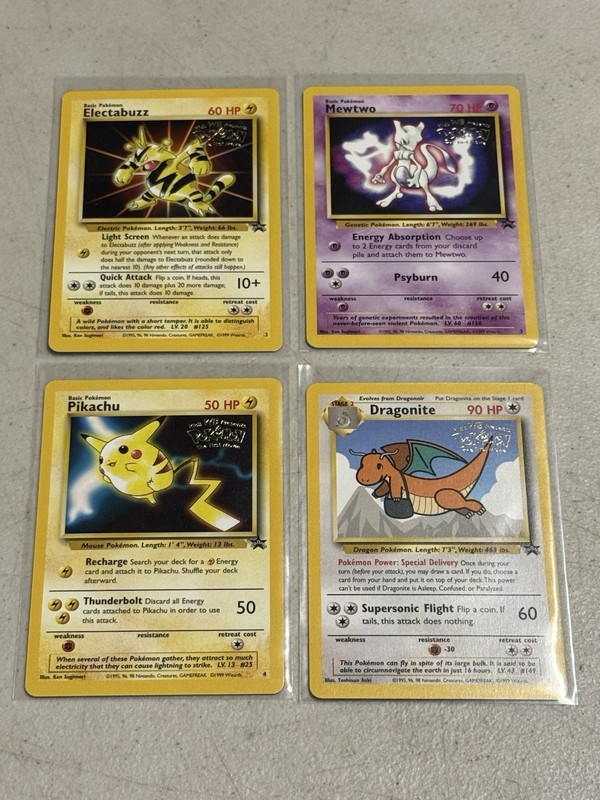 Pokemon WOTC Black Star Promo 1st Movie Cards # 2,3,4,5 Pikachu Mewtwo Dragonite