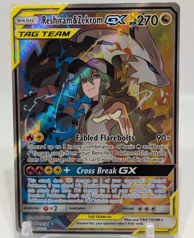 Pokemon Cosmic Eclipse Reshiram & Zekrom GX Alternate Art 222/236