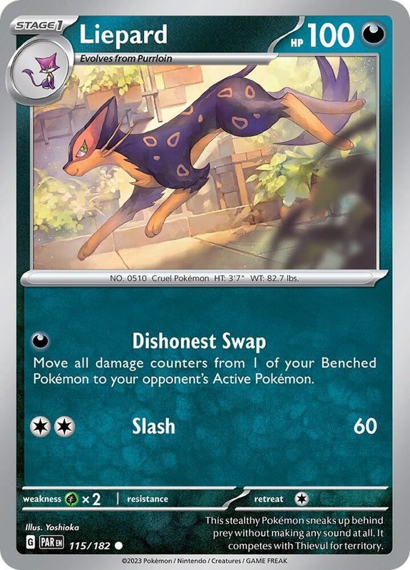 Liepard 115/182 Reverse Holo SV04: Paradox Rift NM Pokemon – English