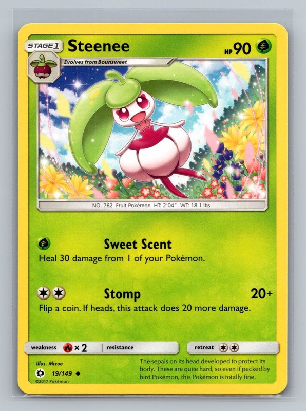 Steenee 19/149 Uncommon SM Base Set Pokemon Near Mint