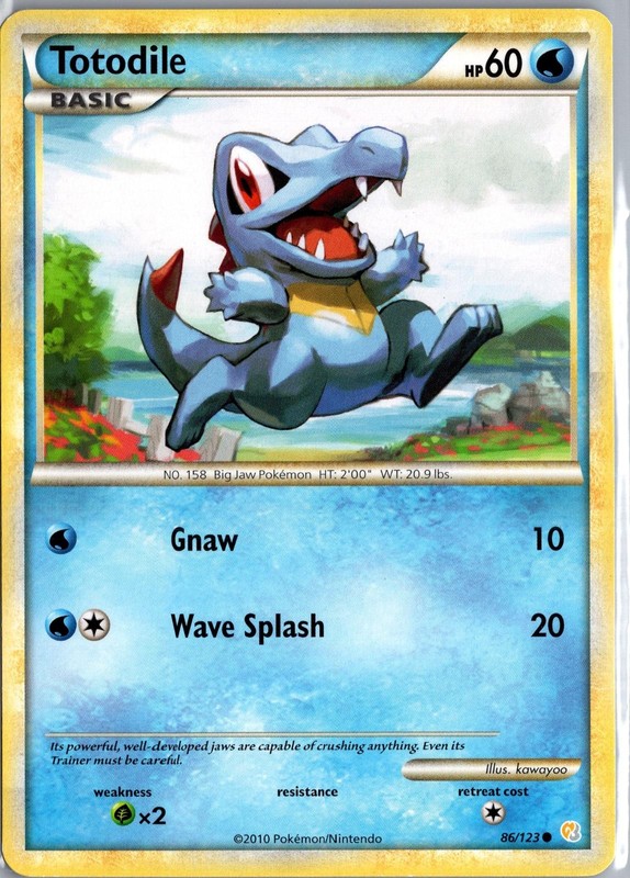 Totodile 86/123 Common HeartGold & SoulSilver Pokemon Moderately Played