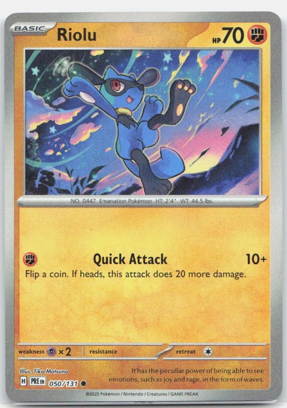 Riolu Poke Ball Pattern Holo Prismatic Evolutions 050/131 NM Takashi Yamaguchi
