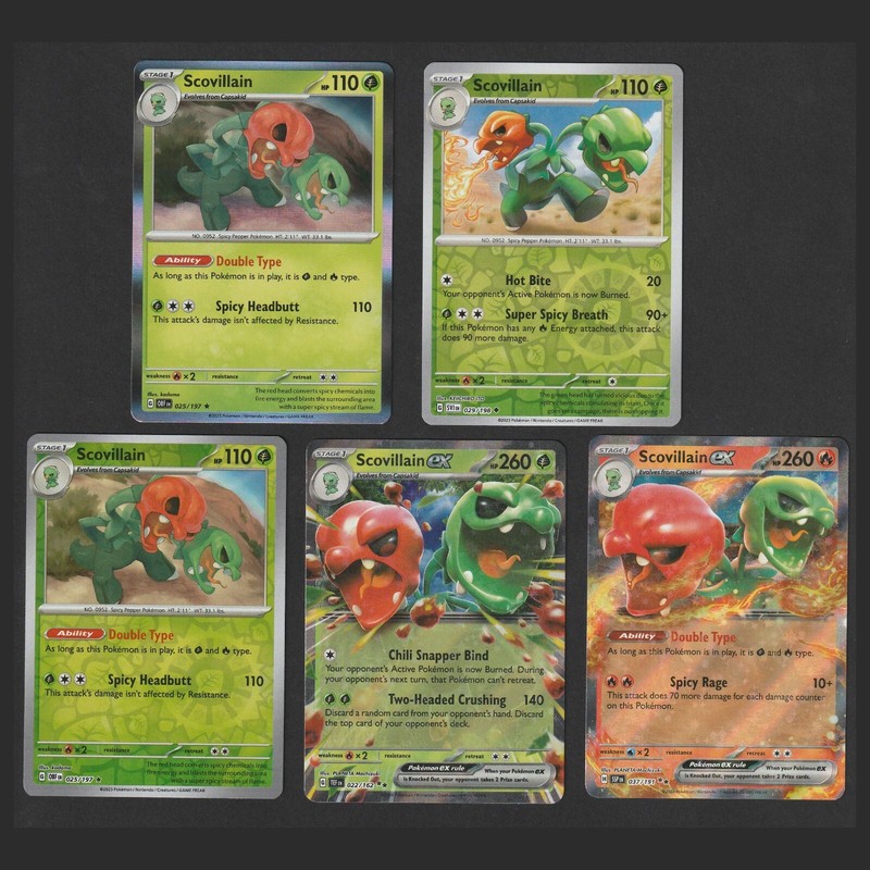 Scovillain Pokemon Card Collection Set of 5 English Cards Rare EX Holo Reverse