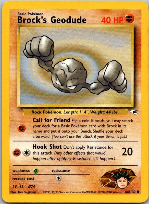 Brock’s Geodude 66/132 Common Gym Heroes Pokemon Unlimited Near Mint