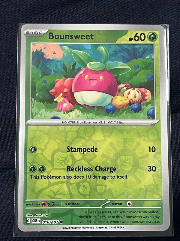 Bounsweet 016/197 Sv03: Obsidian Flames Reverse Holo Pokemon NM