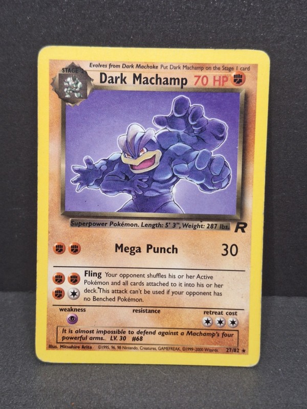 Dark Machamp Pokemon Card 27/82 Rare Team Rocket WotC Arita Vintage TCG Nintendo