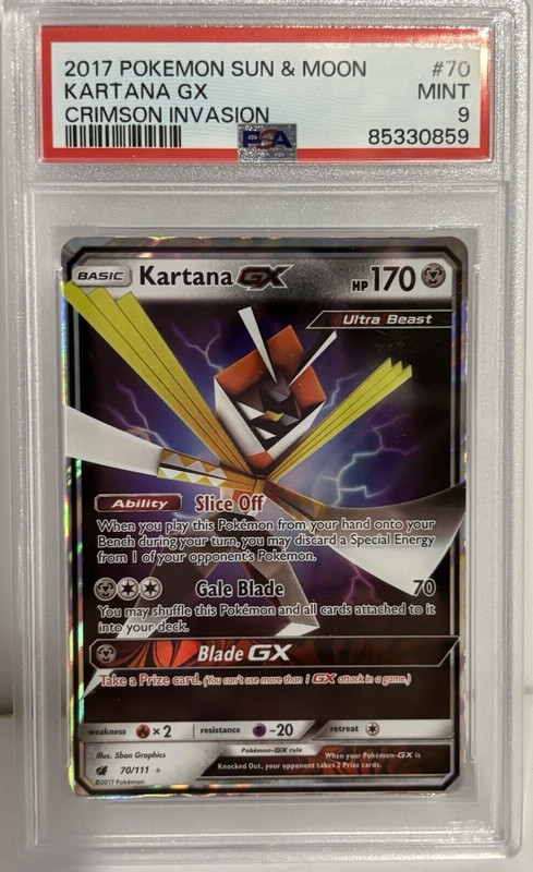 2017 POKEMON SUN & MOON CRIMSON INVASION #70 KARTANA GX PSA 9