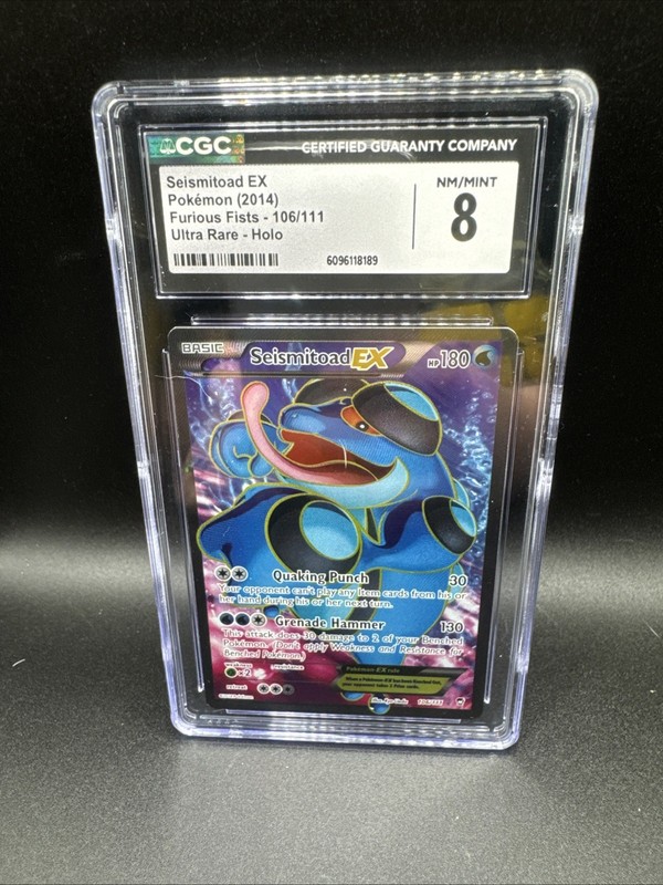 Seismitoad EX (106 Full Art) 106/111 XY – Furious Fists Holo CGC 8 Pokemon Card
