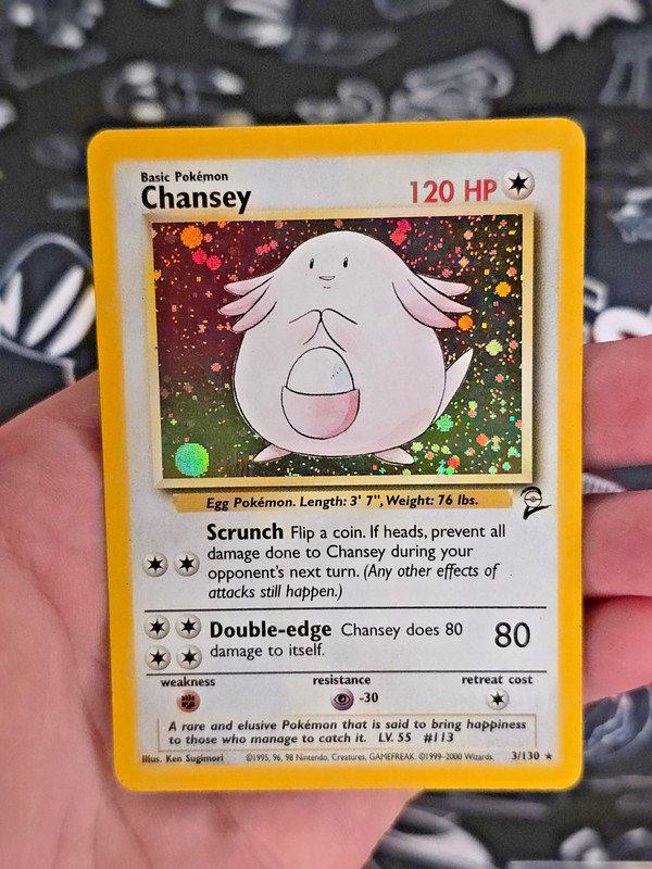 Chansey 3/130 Base Set 2 Unlimited Holo Rare WOTC 1999 English – LP