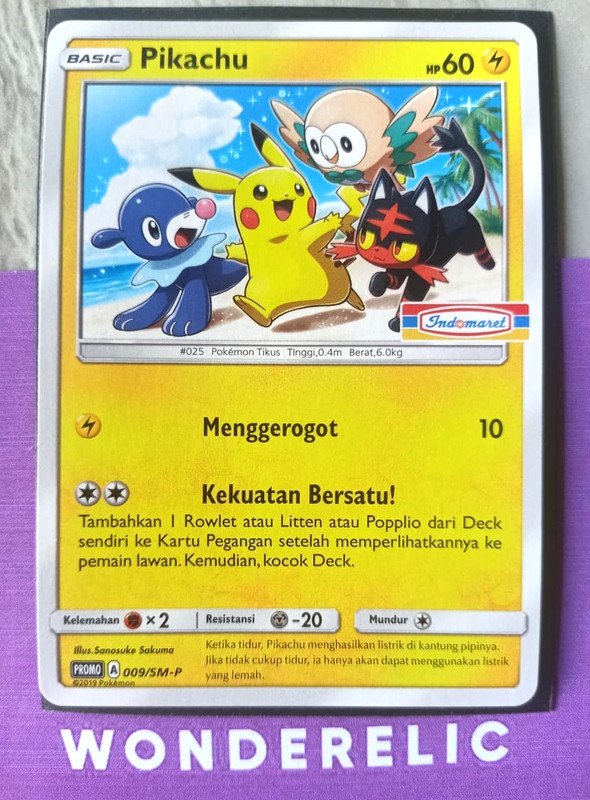Pikachu 009 SM-P Pokemon Card Indonesia Exclusive Promo Indomaret Near Mint