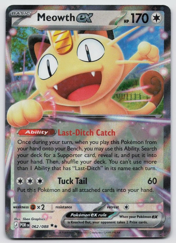Meowth ex 062/088 Double Rare Perfect Order Pokemon Near Mint