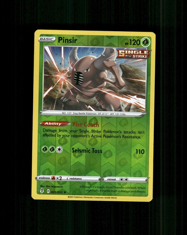 Pinsir 001/203 Rare Evolving Skies Pokemon Reverse Holo Near Mint