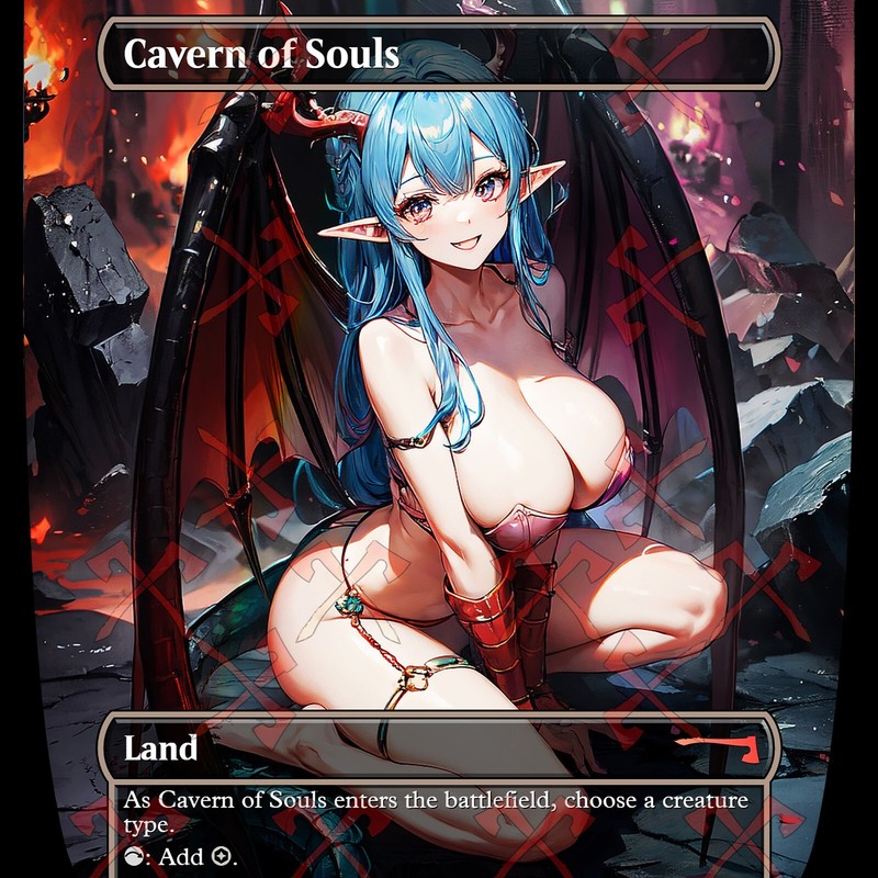 Cavern of Souls RETIRED Dragon Anime Waifu Style Card For EDH and Playtest