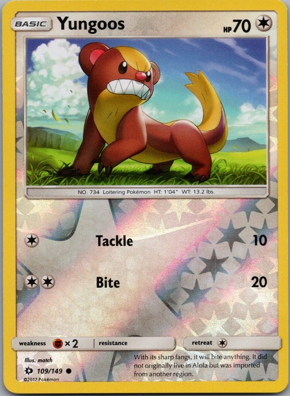 Yungoos 109/149 SM Base Set Reverse Holo NM