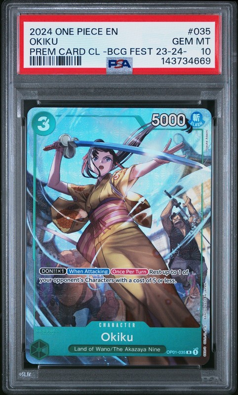 PSA 10 2024 One Piece Bandai Card Games Fest 23-24 Edition #035 Okiku GEM MT