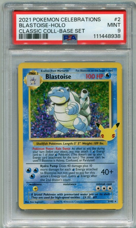 2021 Pokemon Celebrations Blastoise Holo PSA 9 Classic Collection Base Set 2/102
