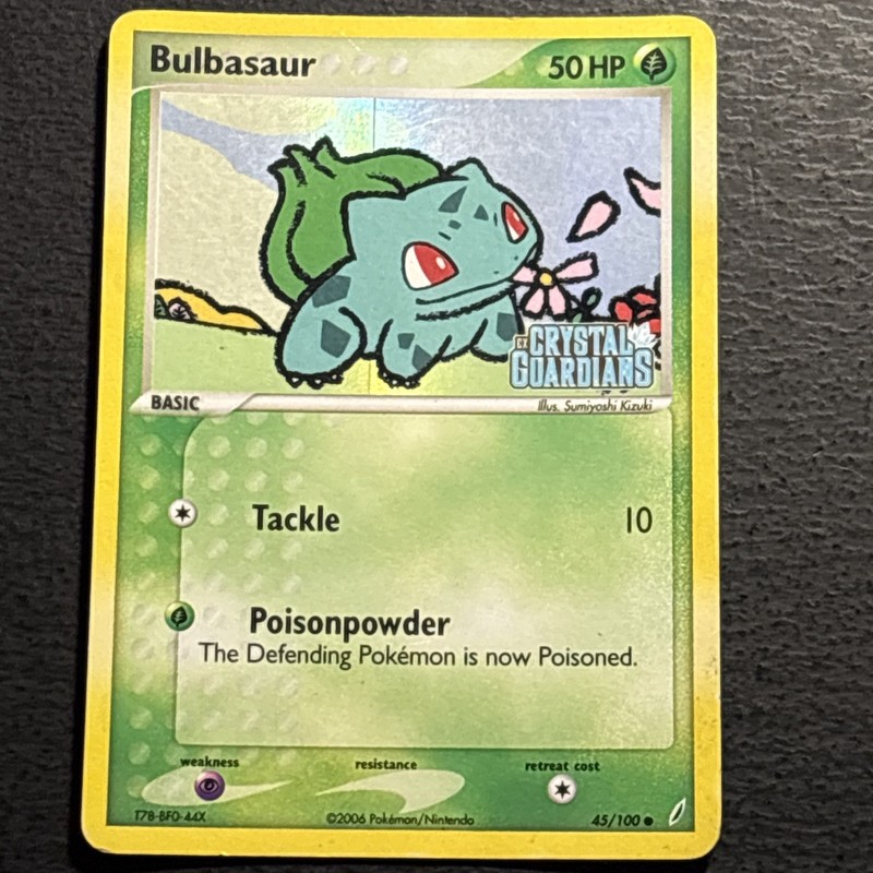 Bulbasaur 45/100 Pokemon TCG Crystal Guardians Reverse Holo Foil Stamp Card MP-