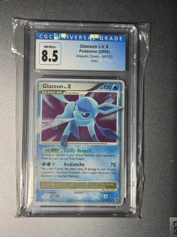 CGC 8.5 Glaceon LV.X 98/100 Majestic Dawn Holo Ultra Rare