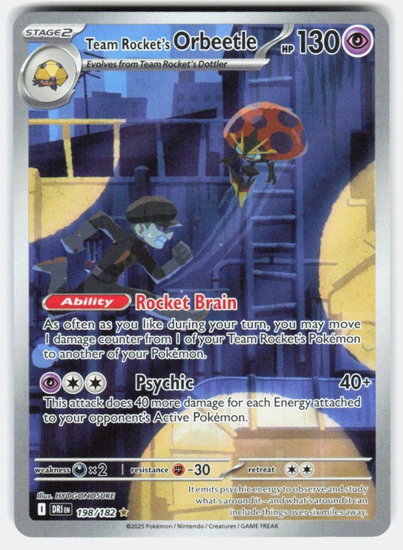TEAM ROCKET’S ORBEETLE 198/182 DESTINED RIVALS POKEMON HOLO NM/M