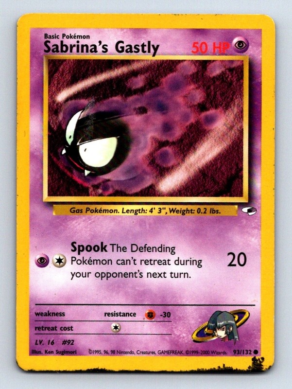 ERROR Sabrina’s Gastly 93/132 Gym Heroes Vintage Pokemon TCG Card – INK ERROR