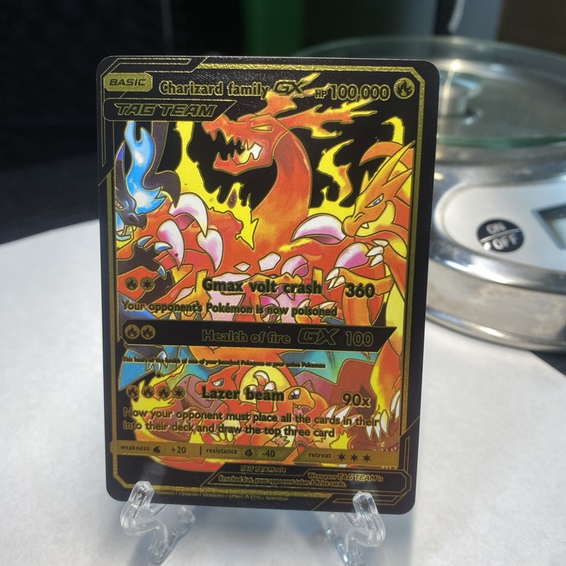 Charizard Family GX Black Foil Fan Art Card Gmax Volt Crash hp 100000💥💥💥