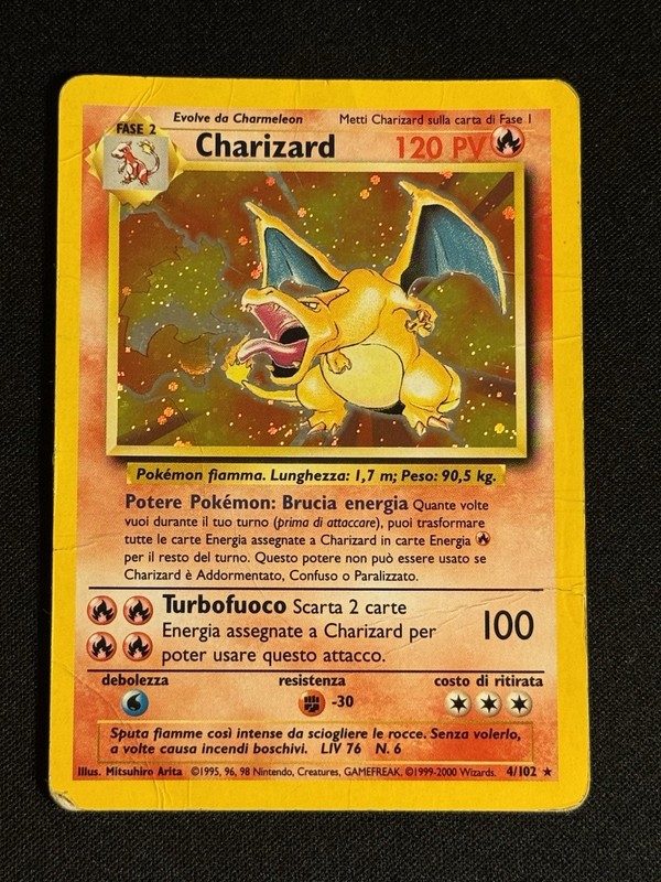 Pokémon Vintage Tcg 1999 Charizard Holo (Italian) Base Set #4/102