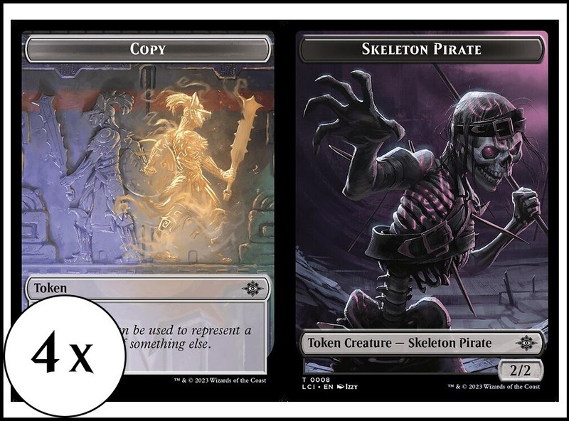 MTG – 4 x Copy, Skeleton Double-Sided Token – Playset – Lost Caverns of Ixalan