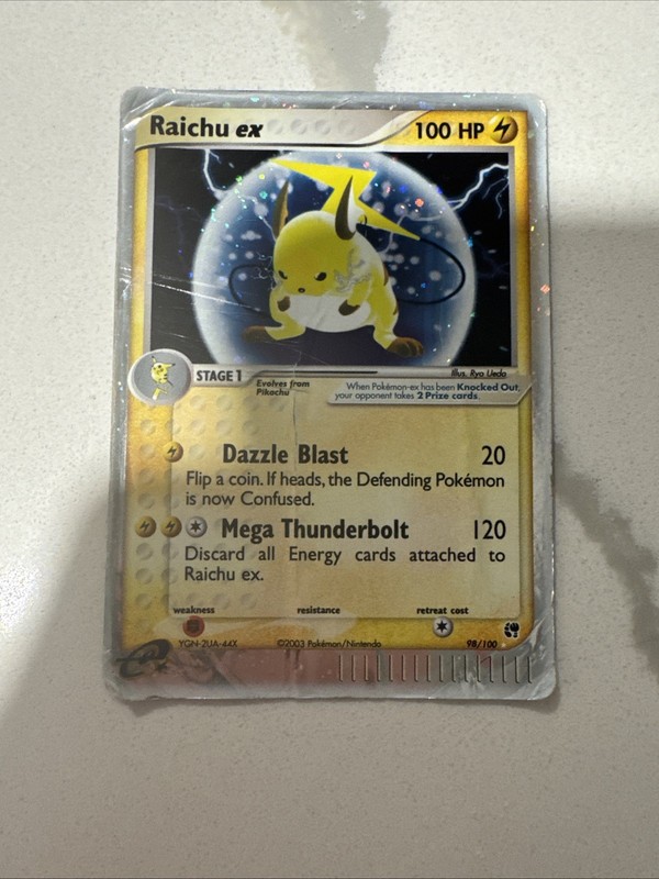 Pokémon Raichu Ex 98/100 EX Sandstorm 2003 Ultra Rare Holo DAMAGED