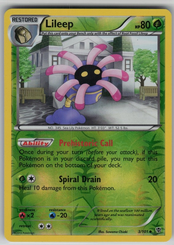 Lileep 3/101 Uncommon Reverse Holo Plasma Blast Suwama Chiaki