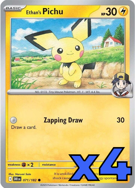 4x Ethan’s Pichu 071/182 Sv10: Destined Rivals PLAYSET x4 – Pokemon TCG – NM