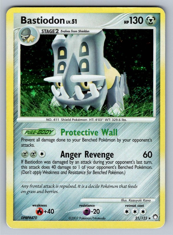Bastiodon 21/123 Rare Mysterious Treasures Pokemon Moderately Played w/ Swirl 🌀