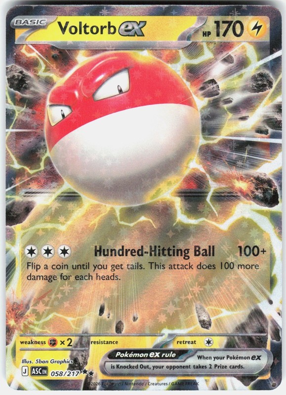 Voltorb ex Holo Double Rare ME: Ascended Heroes 058/217 NM