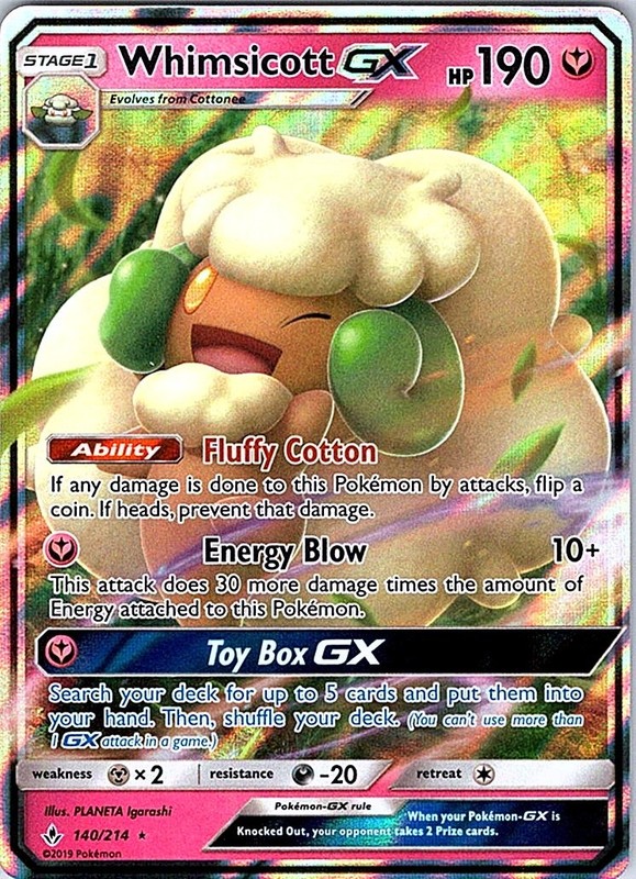 Whimsicott GX 140/214 SM – Unbroken Bonds Holo Ultra Rare NM