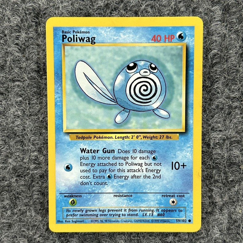 Vintage Pokemon Base Set Poliwag 59/102 Common NM