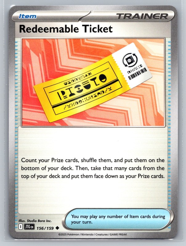 Redeemable Ticket 156/159 Journey Together Pokemon TCG Trainer Item Card Prize