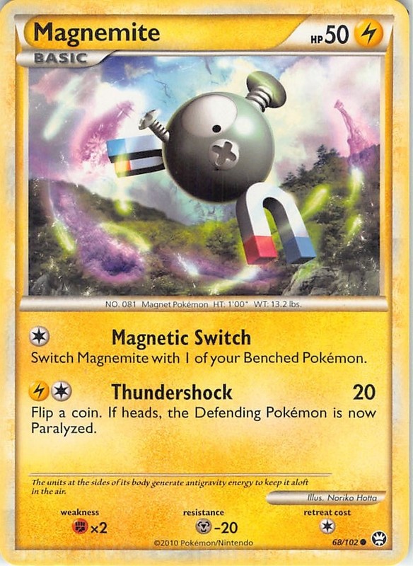 Magnemite 68/102 Common HGSS Triumphant Pokemon LP Hotta