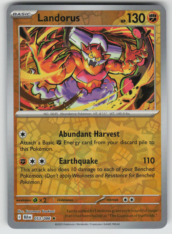 Landorus Reverse Holo Rare SV: Black Bolt 053/086 NM