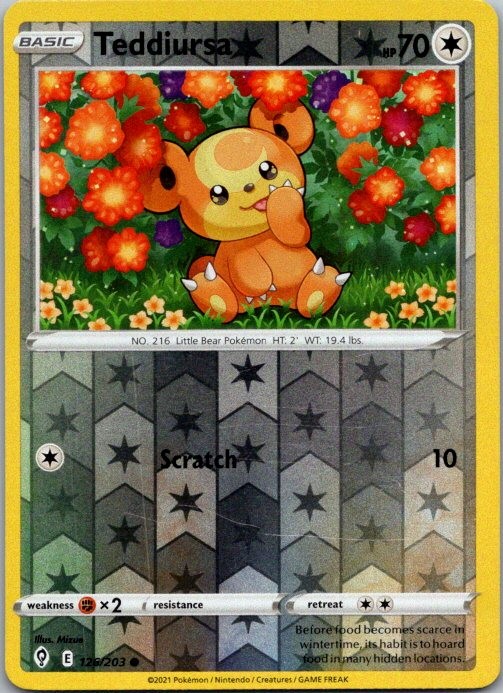 Teddiursa Common SWSH07: Evolving Skies 126/203 NM Reverse