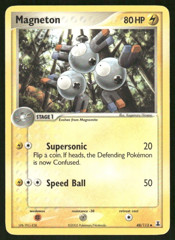 Magneton 48/113 Uncommon Delta Species Pokemon Damaged Crease
