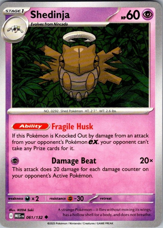 Shedinja Mega Evolution 061/132 Uncommon Pokemon Near Mint