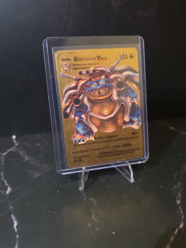 Pokémon Blastoise VMAX Gold Metal Collectible Water Type Pokémon TCG Card gallery