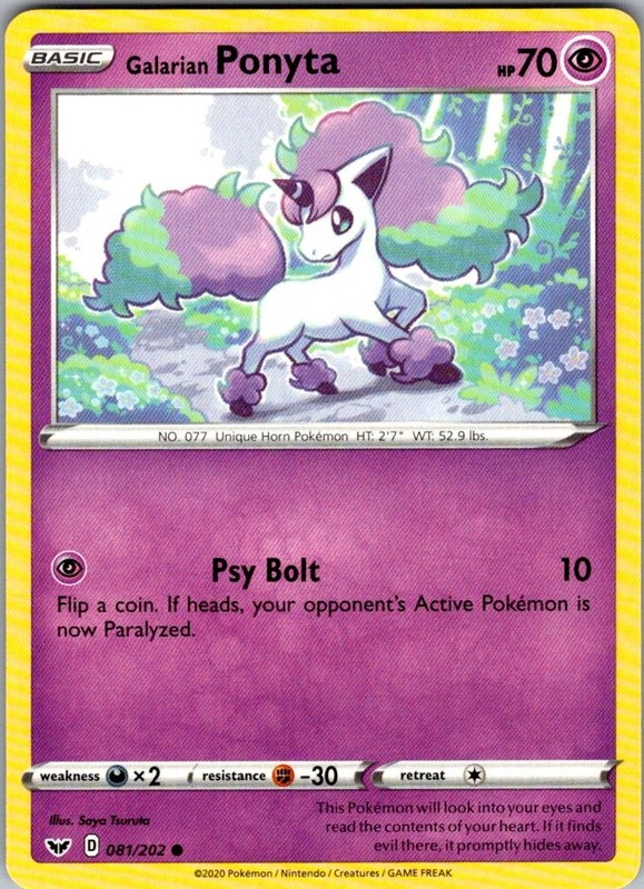 Galarian Ponyta Sword & Shield 081/202 Common Pokemon Near Mint