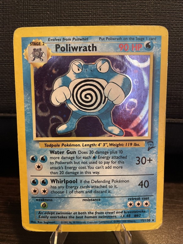 Poliwrath Holo 15/130 Base Set 2 Unlimited Holo Rare Pokémon TCG