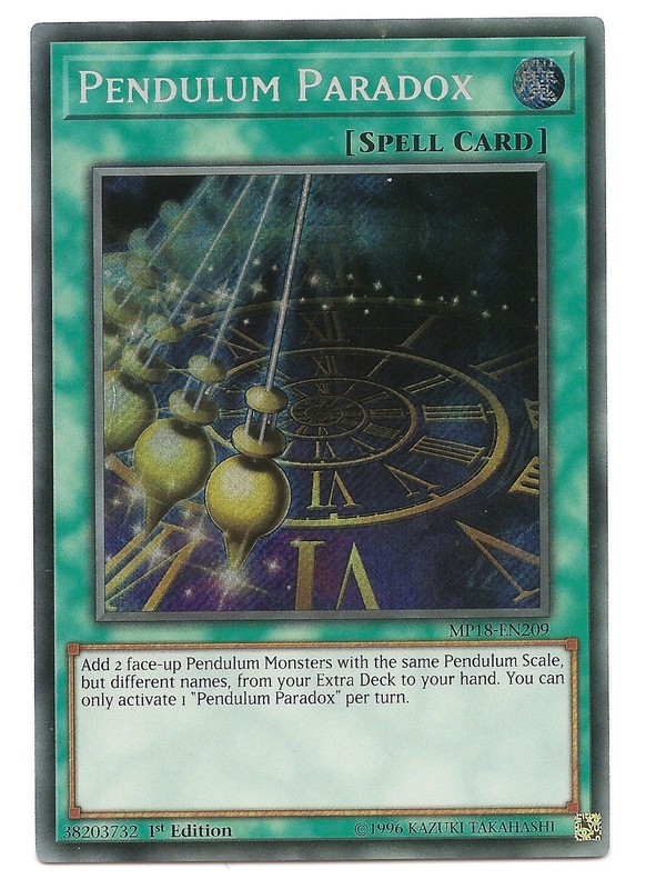 Pendulum Paradox MP18-EN209 Secret Rare Yu-Gi-Oh Card 1st Edition New