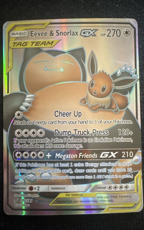 Eevee & Snorlax GX (Full Art) 171/181 Sm-Team Up Holo